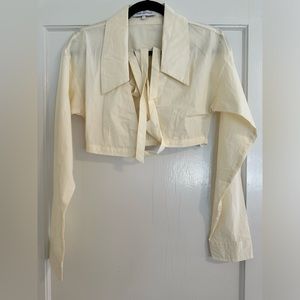 Size small WeWoreWhat cream tie crop top long sleeve